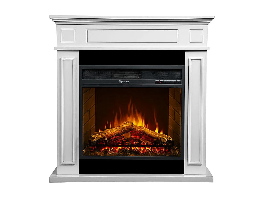 Camino elettrico caminetto da terra JEFFERSON in legno Bianco L 89,5 x H90,5 x P28