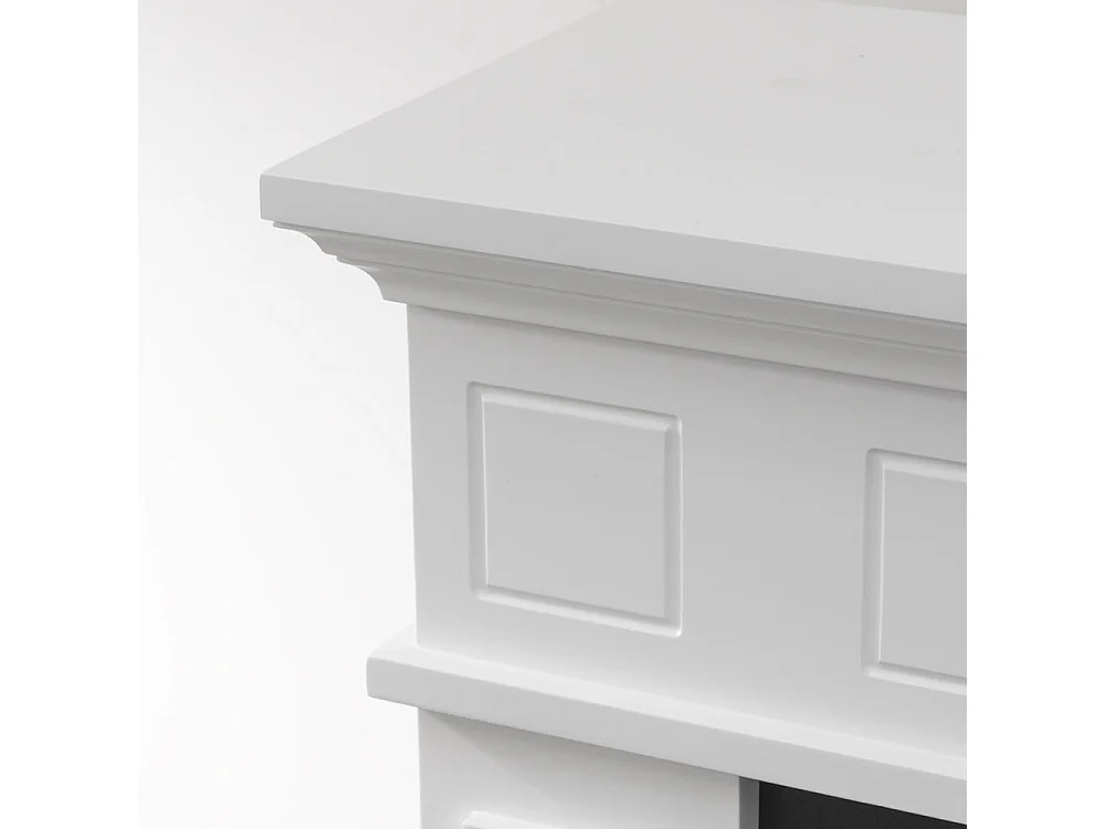 Camino elettrico caminetto da terra JEFFERSON in legno Bianco L 89,5 x H90,5 x P28