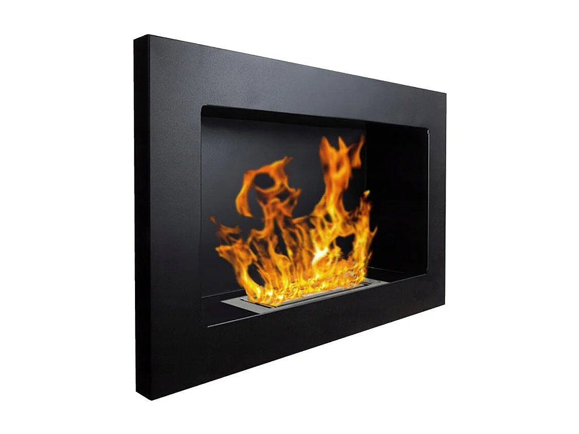 Chimenea de bioetanol Pisa Black para pared o empotrada, L 65 x P 12 x H 40