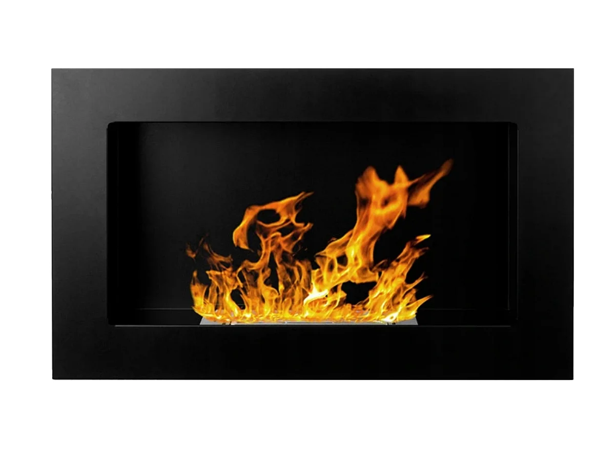 Cheminée à bioéthanol Pisa Black, murale ou encastrable, L 65xP 12xH 40