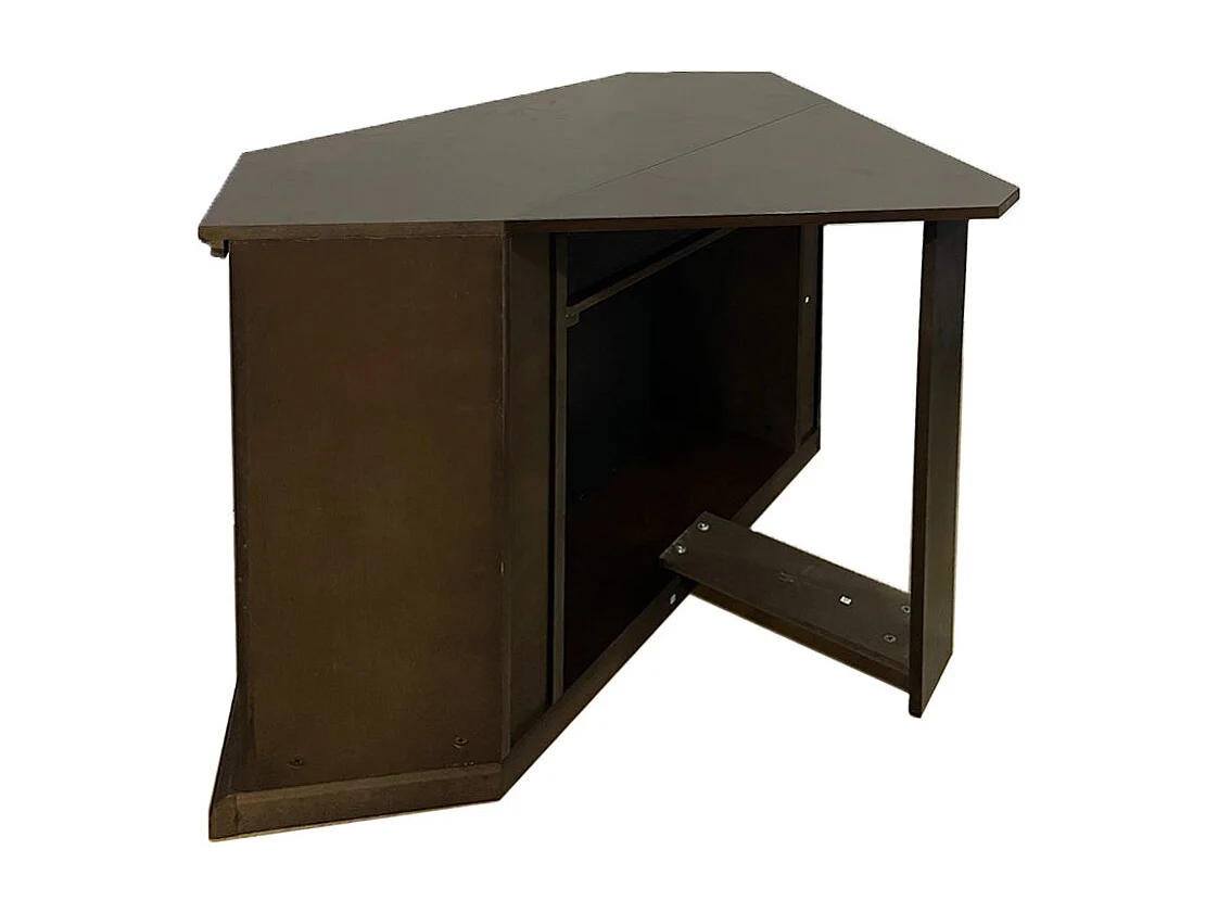 Camino elettrico caminetto da terra ad angolo MADISON in legno Noce L126 x P78 x H83