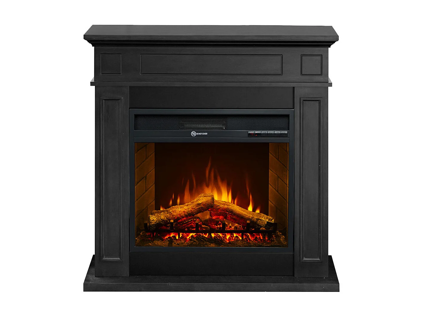 Camino elettrico caminetto da terra JEFFERSON in legno Nero L 89,5 x H90,5 x P28