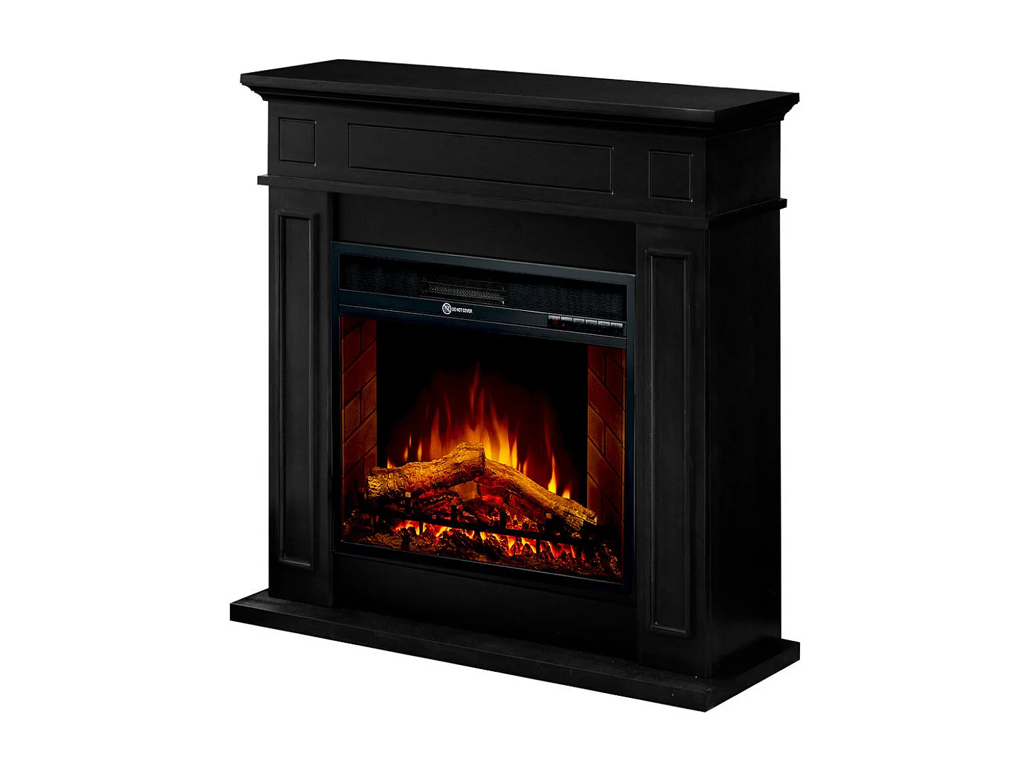 Camino elettrico caminetto da terra JEFFERSON in legno Nero L 89,5 x H90,5 x P28