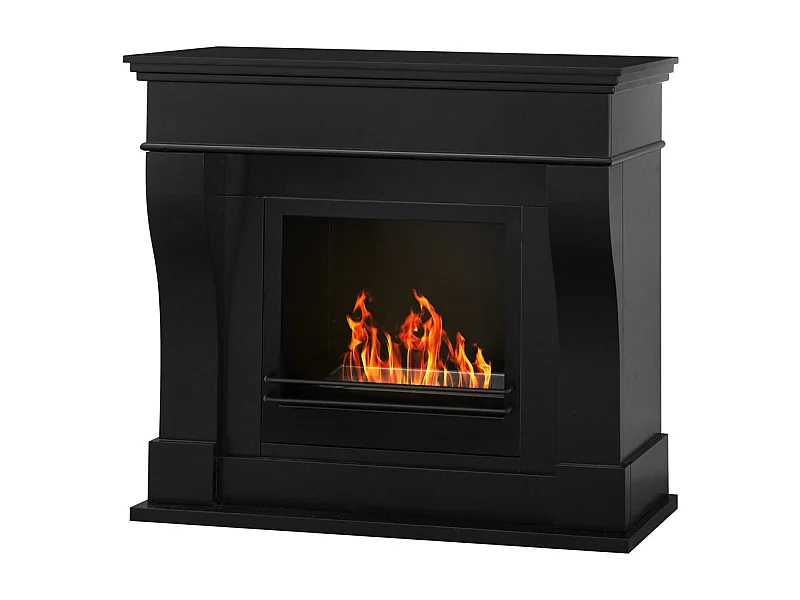 WASHINGTON Schwarzer, freistehender Bioethanol-Kamin L111 x T43 x H99