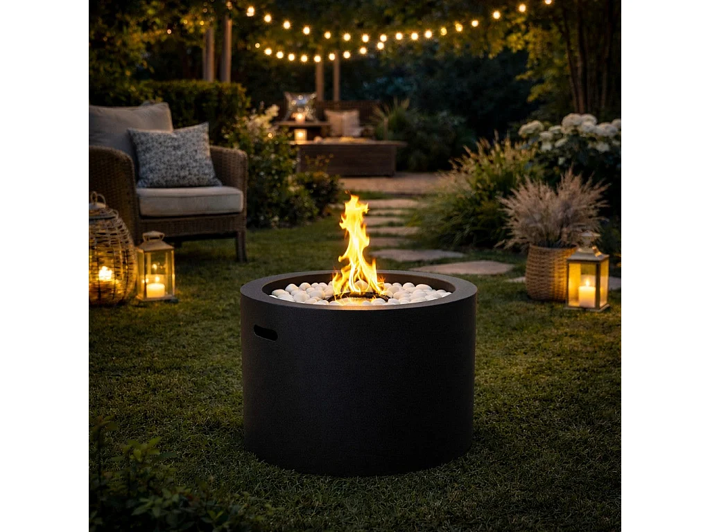 Camino a bioetanolo braciere da giardino tondo per esterno interno RODI Nero d.47,5