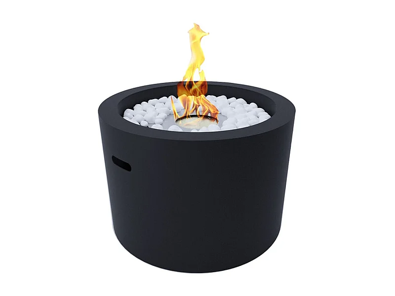 RODI Schwarzer runder Bioethanol-Kamin für den Innen- und Außenbereich, Durchmesser 47,5 cm