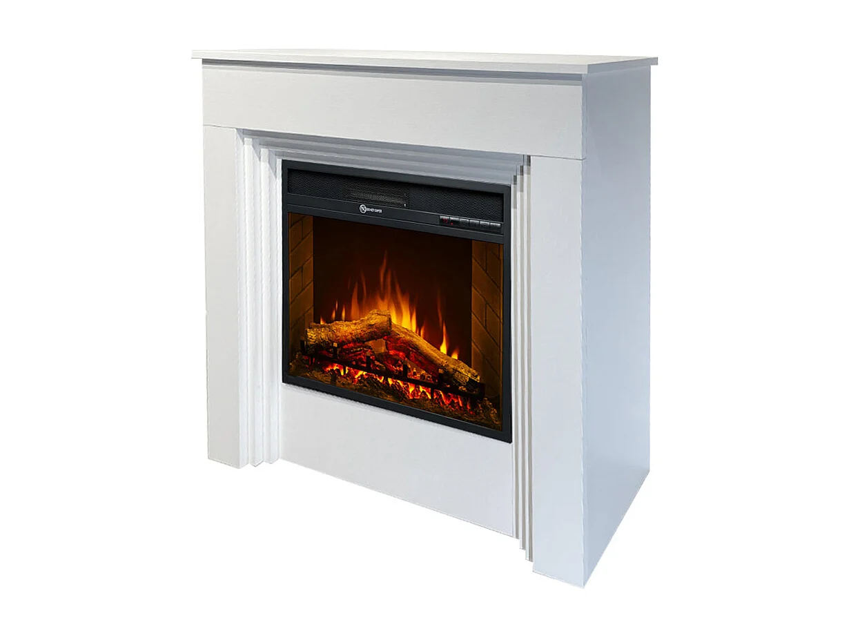 Camino elettrico caminetto da terra BELLINI in legno Bianco Made in Italy L96 x P35 x H96