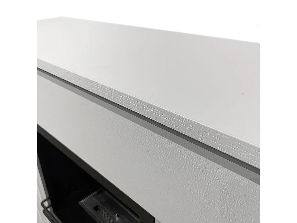 Camino elettrico caminetto da terra BELLINI in legno Bianco Made in Italy L96 x P35 x H96