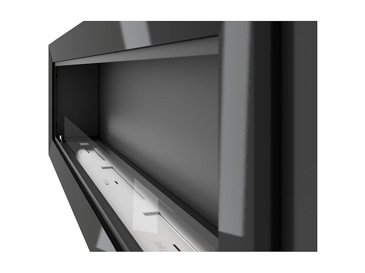 Sololed Caminetto a Bioetanolo Frame 1800 da incasso a parete con vetro incluso biocamino con 3 bruciatori da 1 litro - Nero Opaco