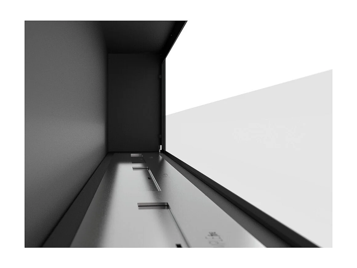 Sololed Caminetto a Bioetanolo Frame 1800 da incasso a parete con vetro incluso biocamino con 3 bruciatori da 1 litro - Nero Opaco