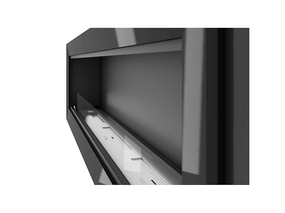 Chimenea de bioetanol  Frame 1800, de pared, con cristal incluido, 3 quemadores de 1 litro - Negro mate