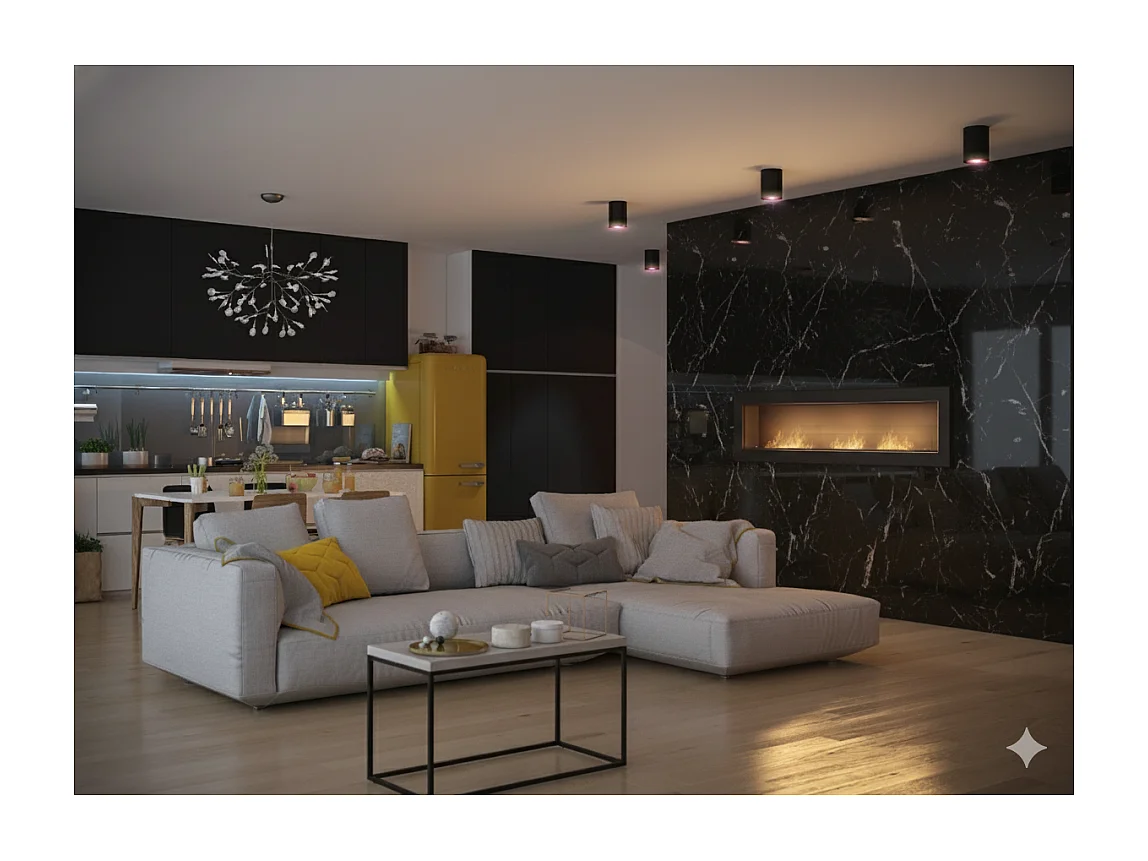 Sololed Caminetto a Bioetanolo Frame 1800 da incasso a parete con vetro incluso biocamino con 3 bruciatori da 1 litro - Nero Opaco