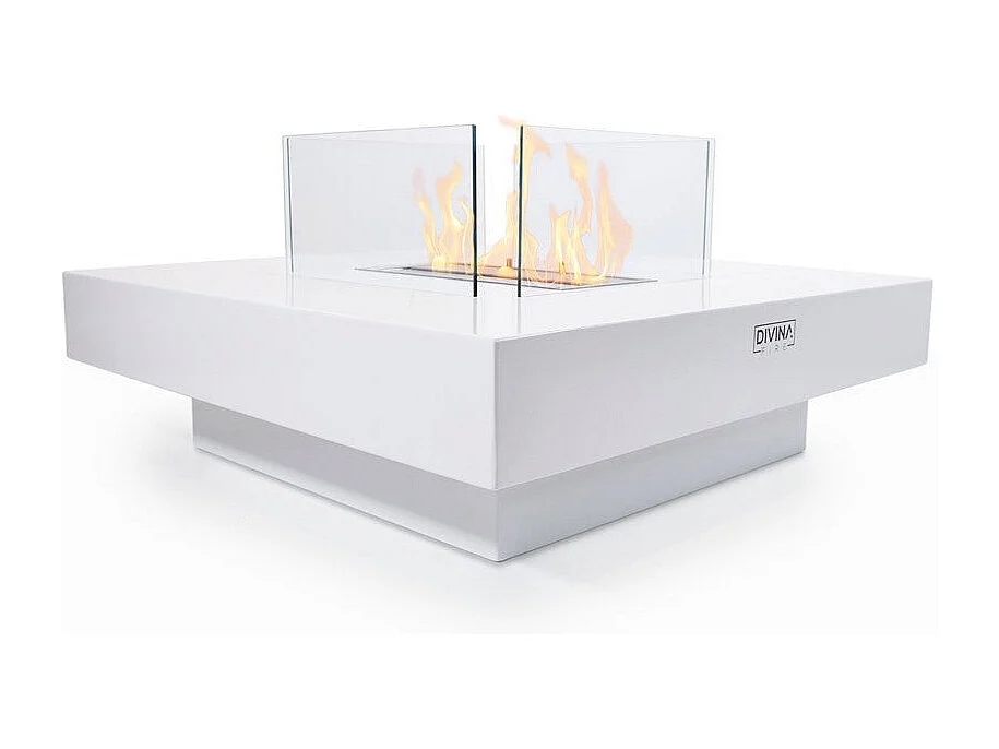 Panarea Weißer 70x70x35 Bioethanol-Standkamin für den Innen- und Außenbereich