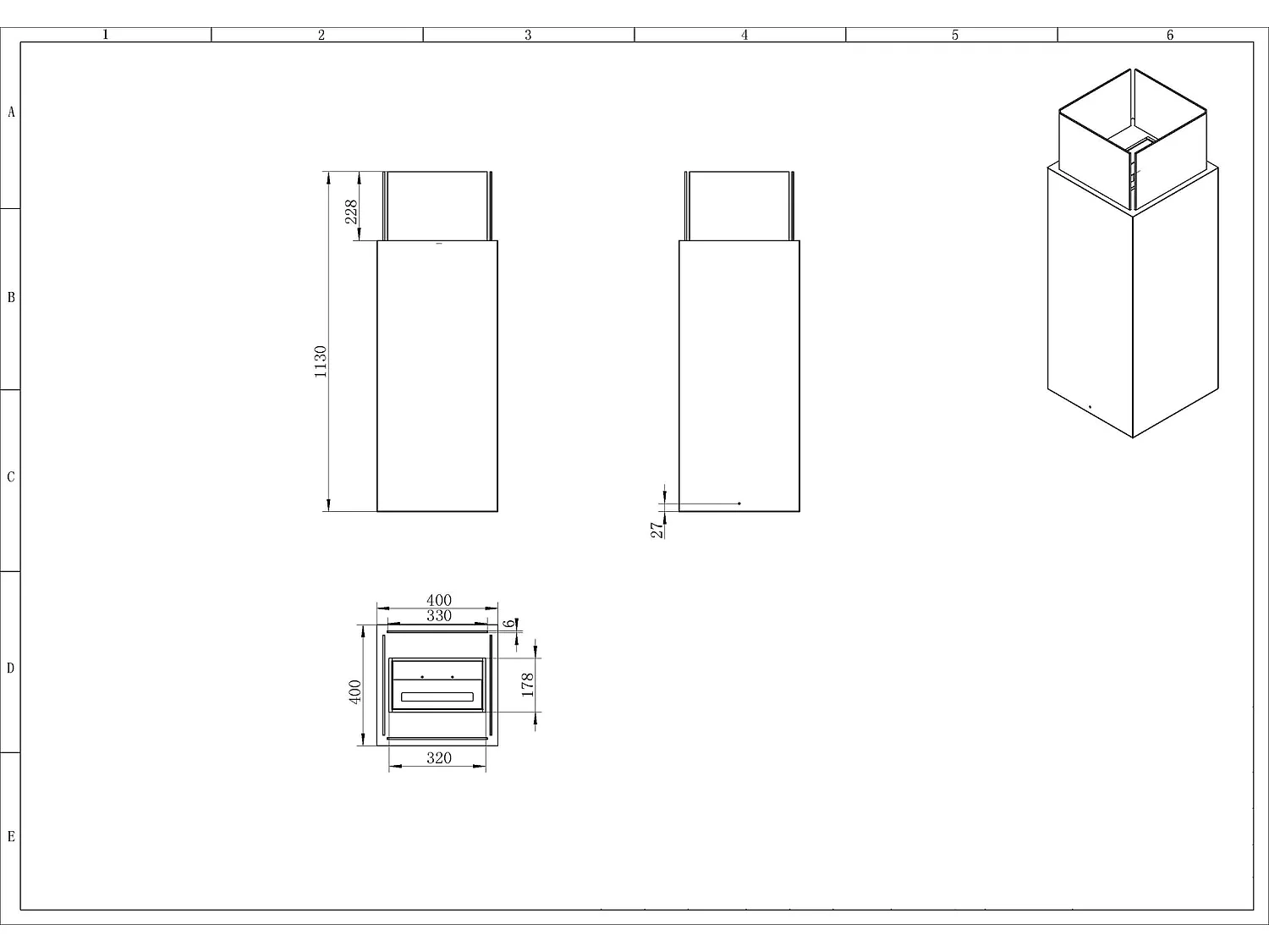 Camino a bioetanolo da terra per interno esterno Ischia Bianco 40x40x115