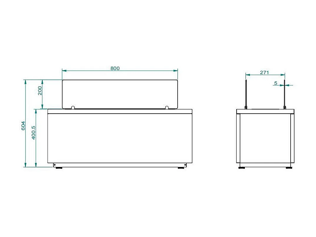 Camino a bioetanolo da terra per interno esterno CARAVAGGIO Bianco L100xP40xH40 cm