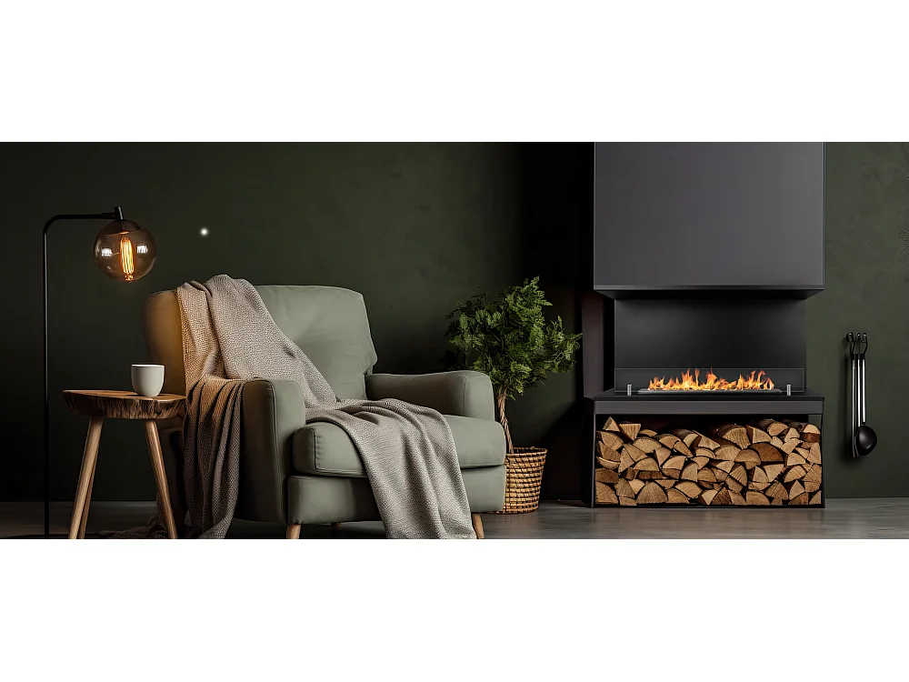 Camino a bioetanolo da incasso Trifacciale biocamino a 3 lati aperti 90x45 TREVI 90