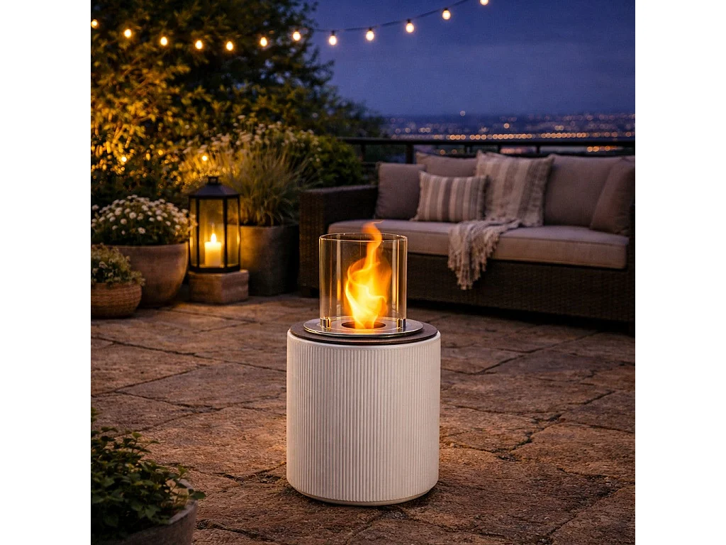 Chimenea de bioetanol MODIGLIANI Corda Beige, brasero de suelo para uso interior y exterior, d.36 x h.56