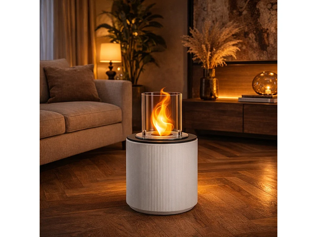 Chimenea de bioetanol MODIGLIANI Corda Beige, brasero de suelo para uso interior y exterior, d.36 x h.56