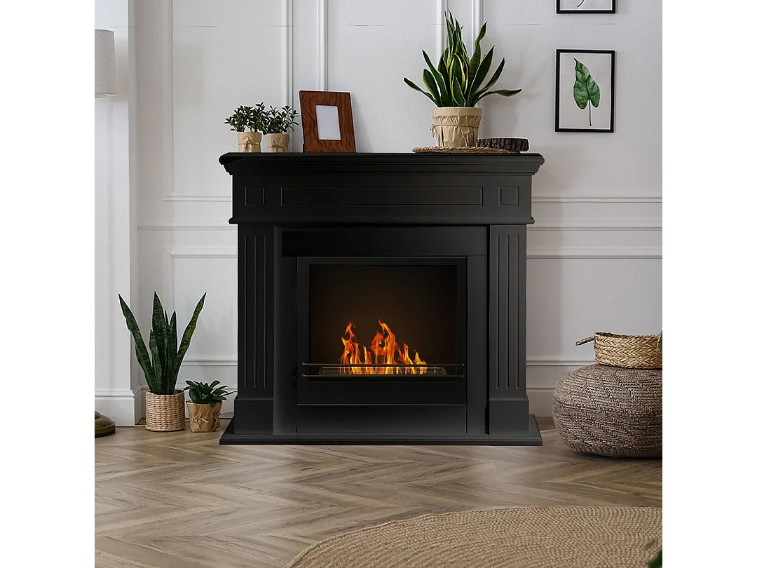 Camino a bioetanolo biocamino da terra Cambridge in legno Nero 110x37x102h