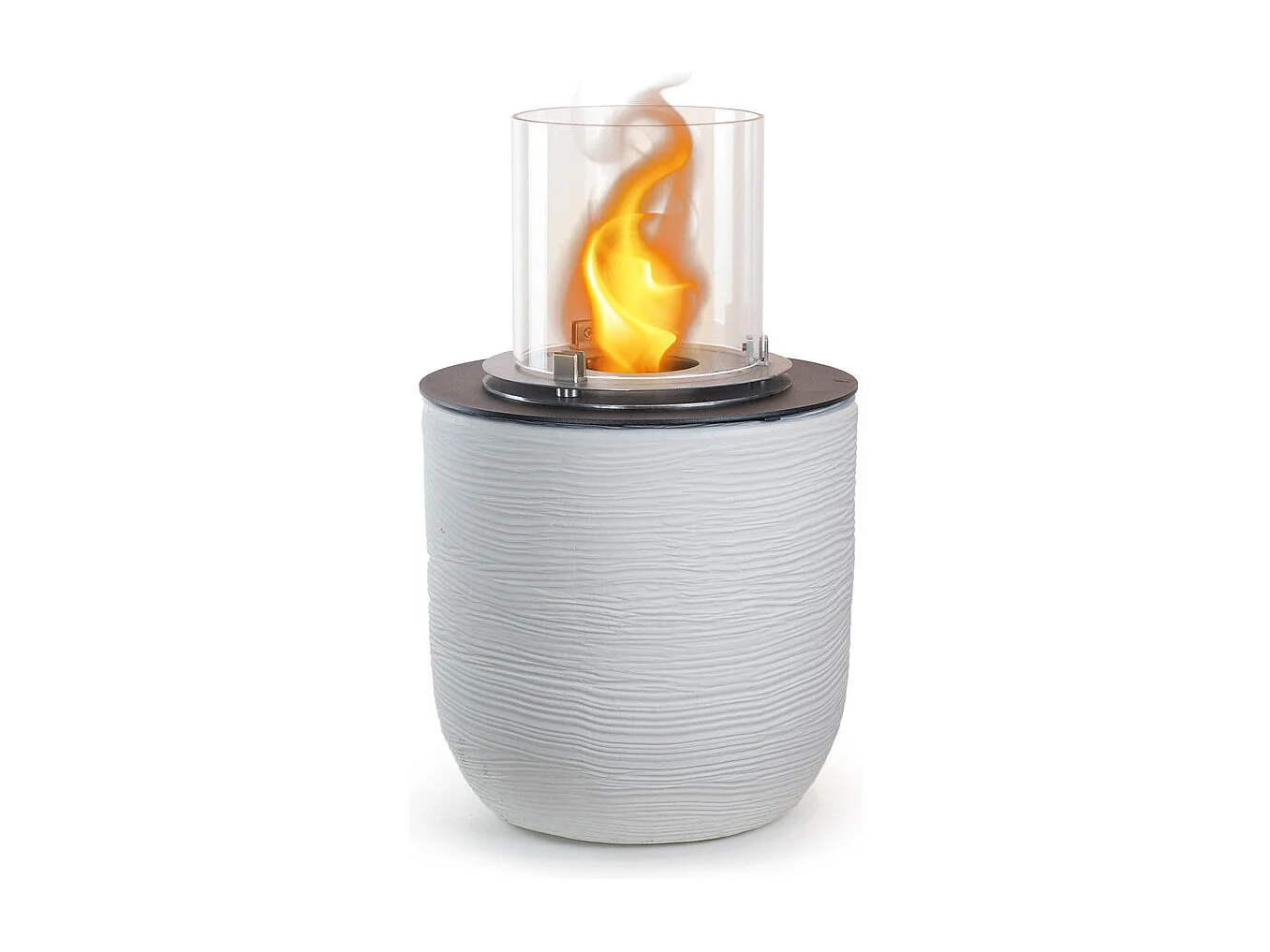 Chimenea de bioetanol RAFFAELLO Pearl White, brasero de pie para interior y exterior, d.35 x h.55