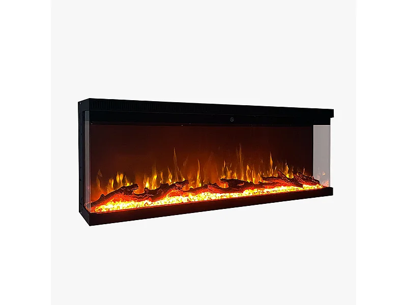 Camino elettrico da parete caminetto a incasso 3 Lati BOSTON100 L101,6 x P20 x H44