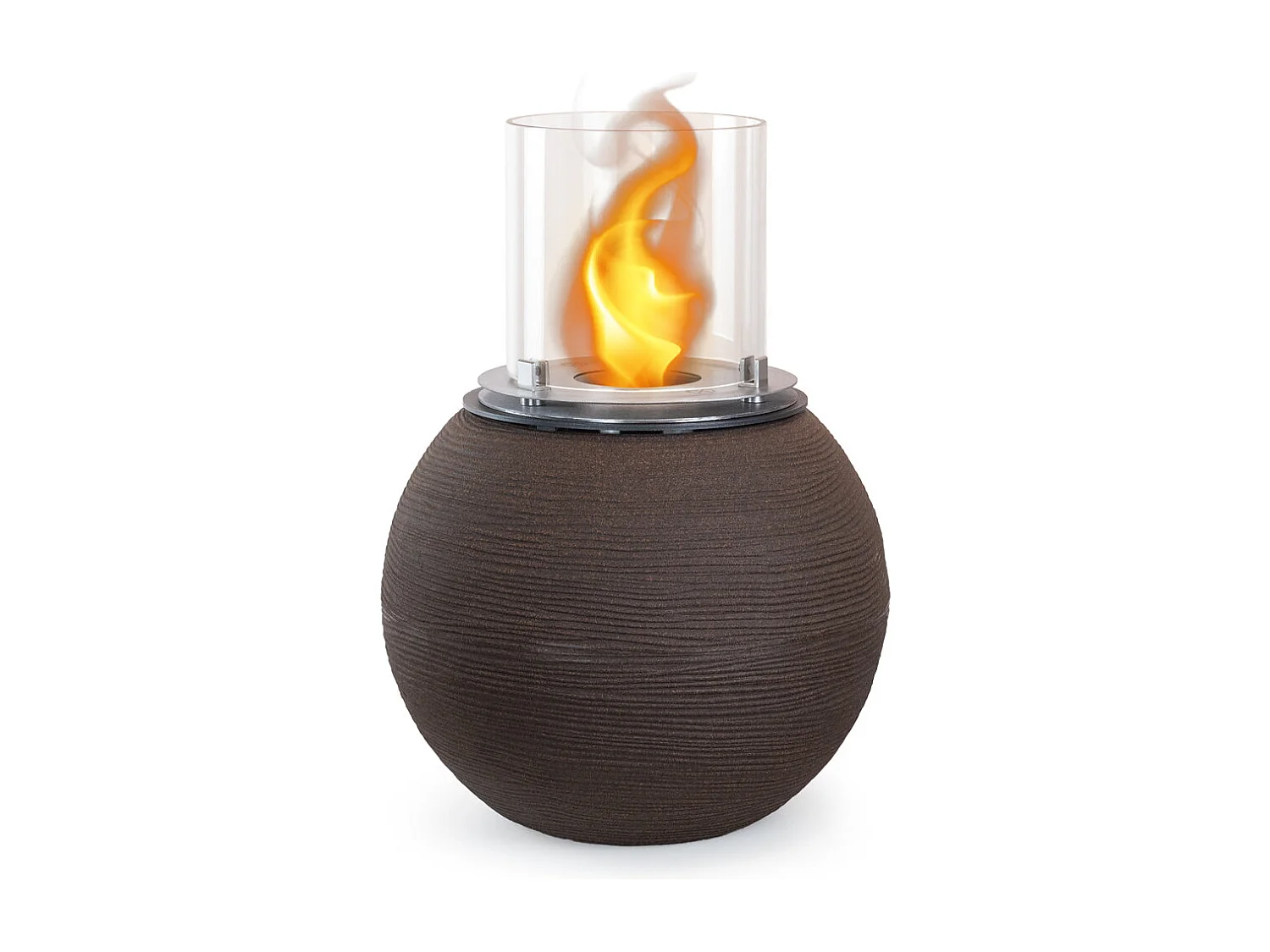 Chimenea de bioetanol, brasero de jardín, de pie, para uso interior y exterior, BOTTICELLI Terra Marrone, d.40 x h.54