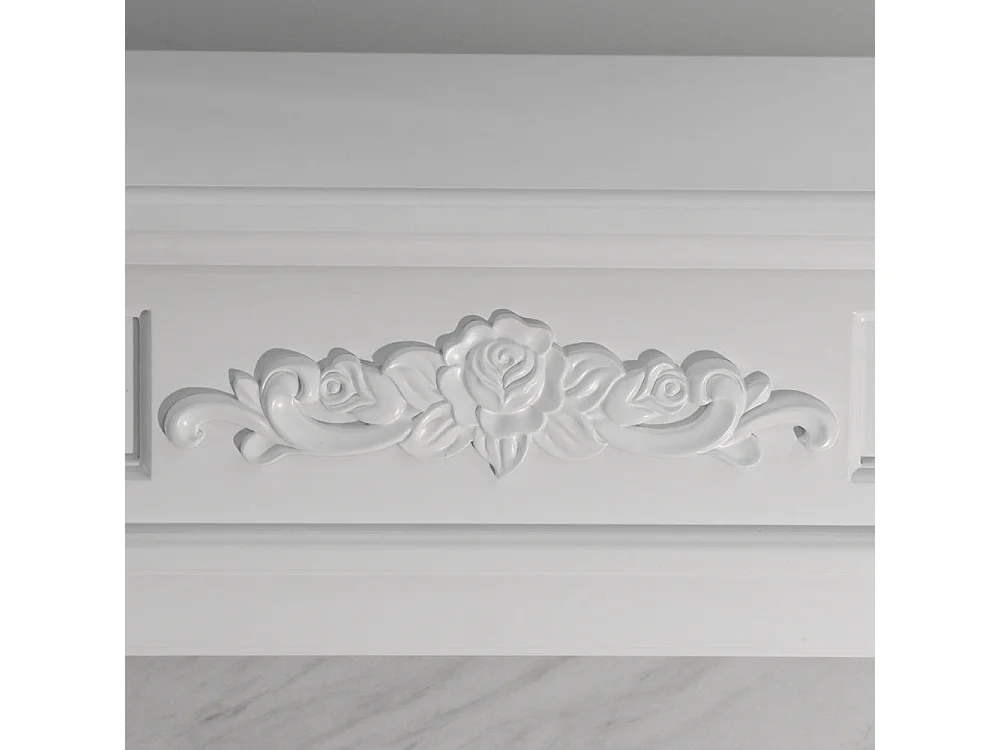 Camino elettrico caminetto da terra TRUMAN Bianco effetto marmo L121 x P38 x H108