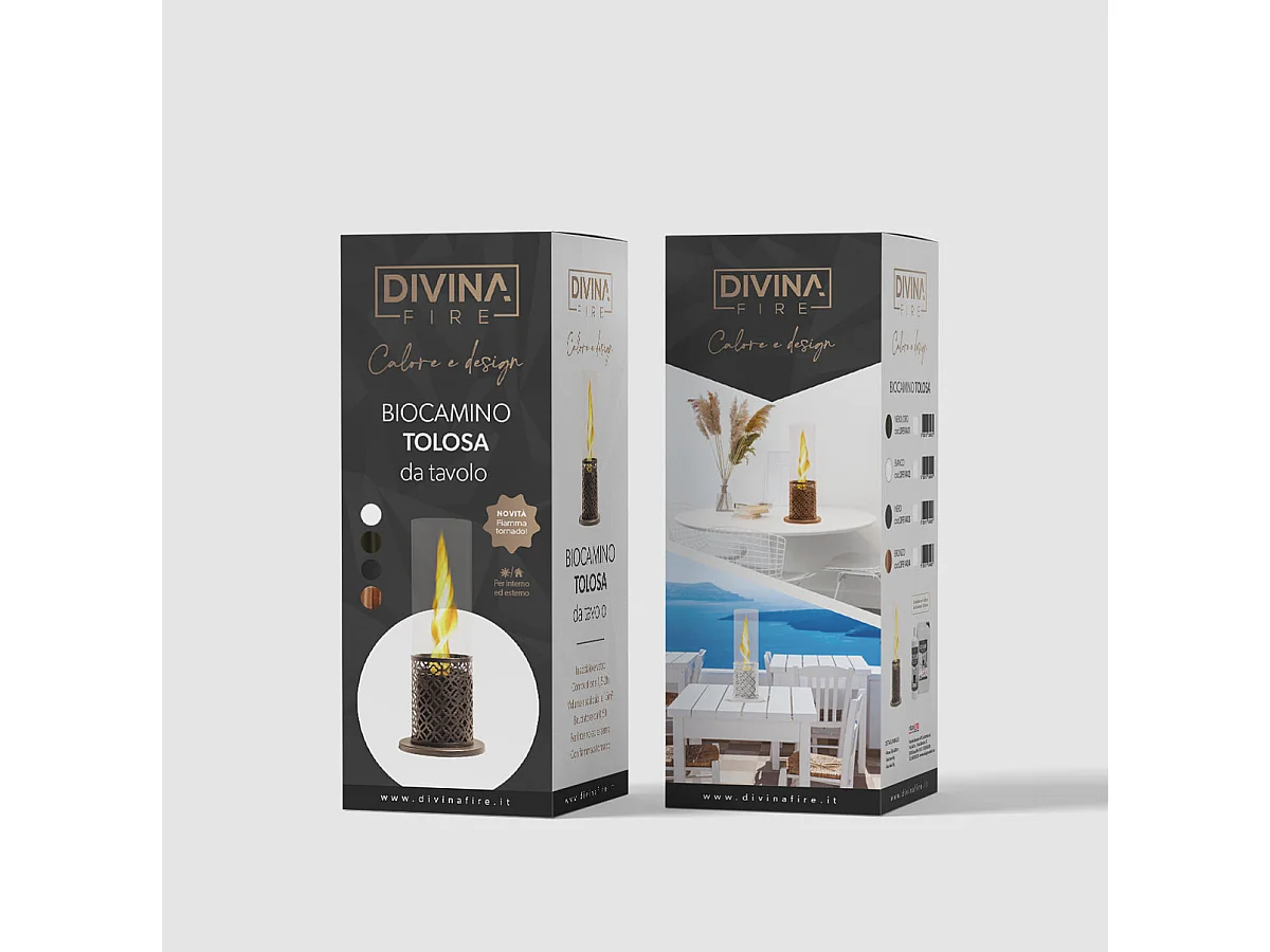 TOLOSA Black Gold bioethanolpejs, bordpejs, D20 x H49,5, indendørs og udendørs