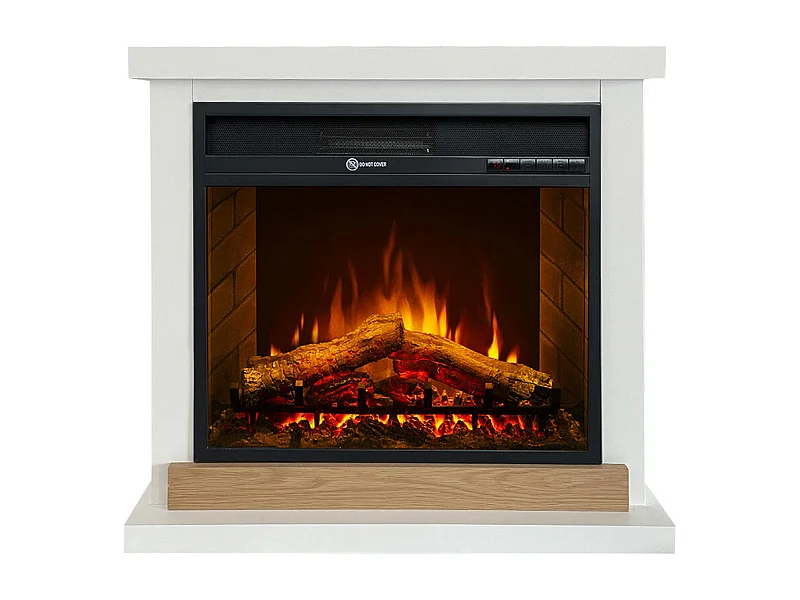 Camino elettrico caminetto da terra Stoccolma in legno bianco L75xP28xH70 cm