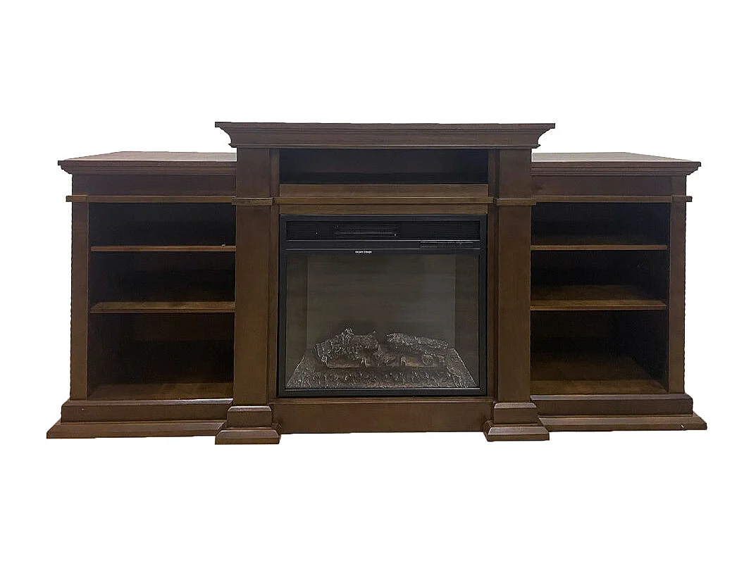 Camino elettrico caminetto da terra BIDEN in legno Noce L179 x P48 x H85