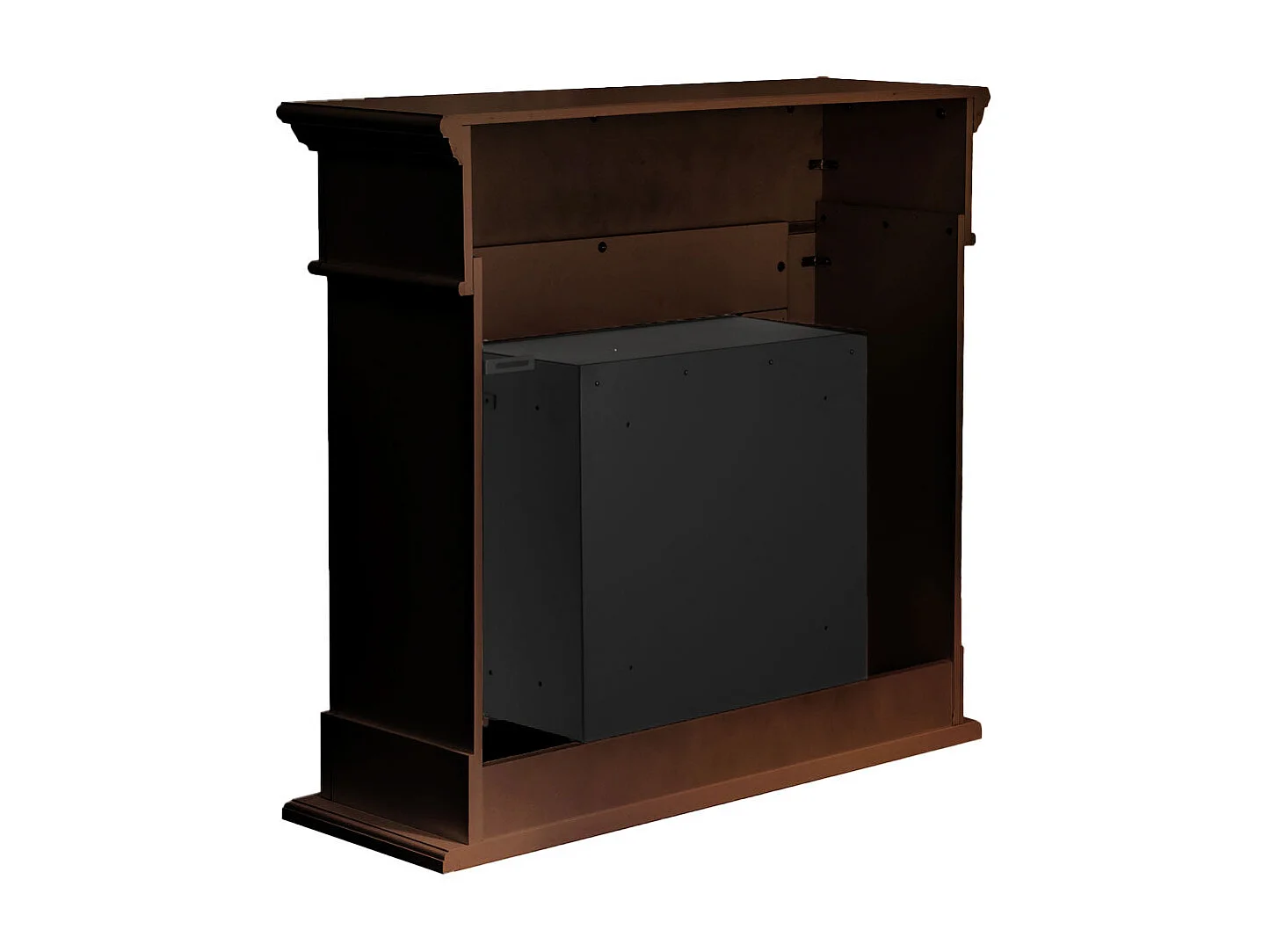 Lareira a bioetanol Cambridge, lareira de chão, madeira marrom, 110x37x102 cm (altura)
