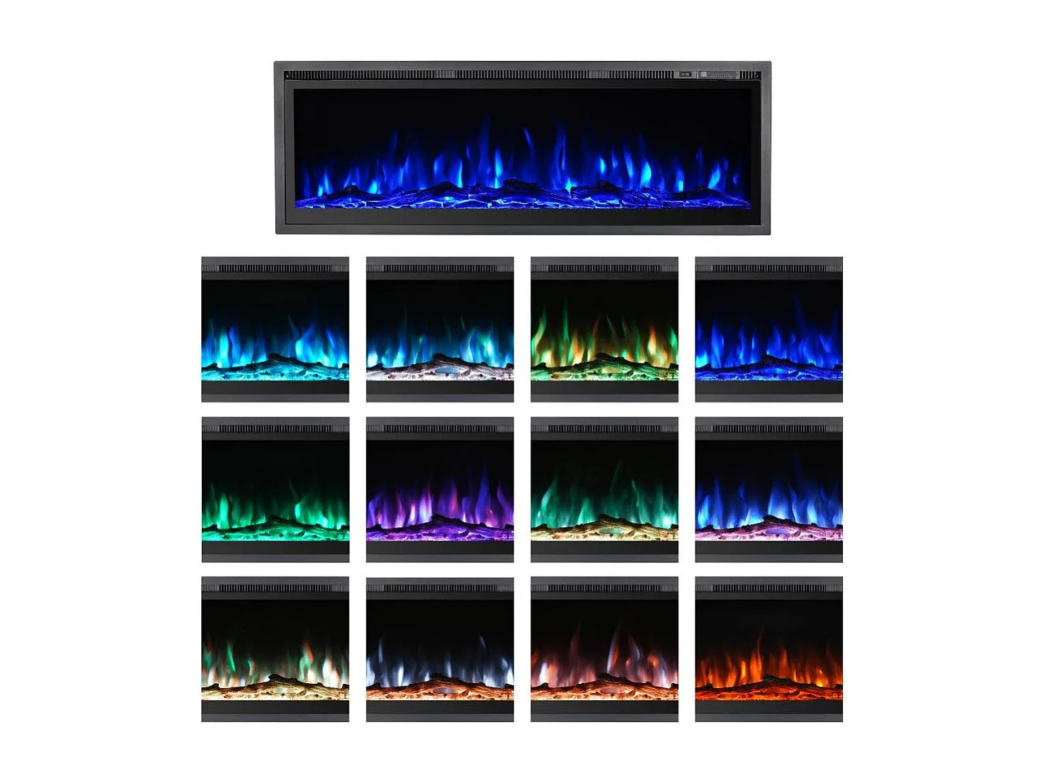 Camino elettrico caminetto da parete a incasso frontale CHICAGO130 L127 x P14 x H45