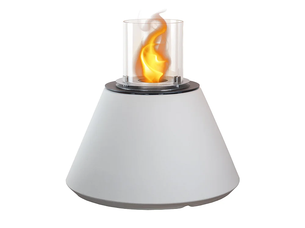 STROMBOLI Bioethanol-Kamin in Perlweiß, freistehende Feuerschale für den Innen- und Außenbereich, Durchmesser 60 x Höhe 56