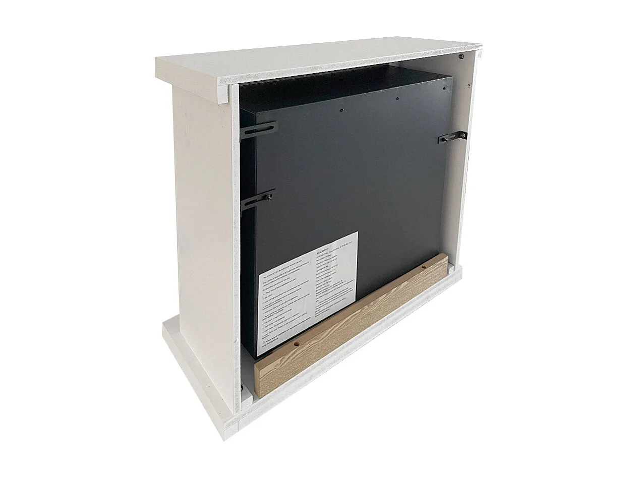 Chimenea de bioetanol de pie Stockholm en madera blanca, L75xP24xH68 cm