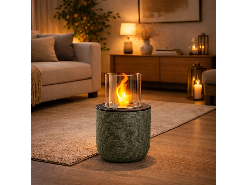 Camino a bioetanolo braciere da giardino da terra per interno esterno RAFFAELLO Verde Salvia d.35 x h55