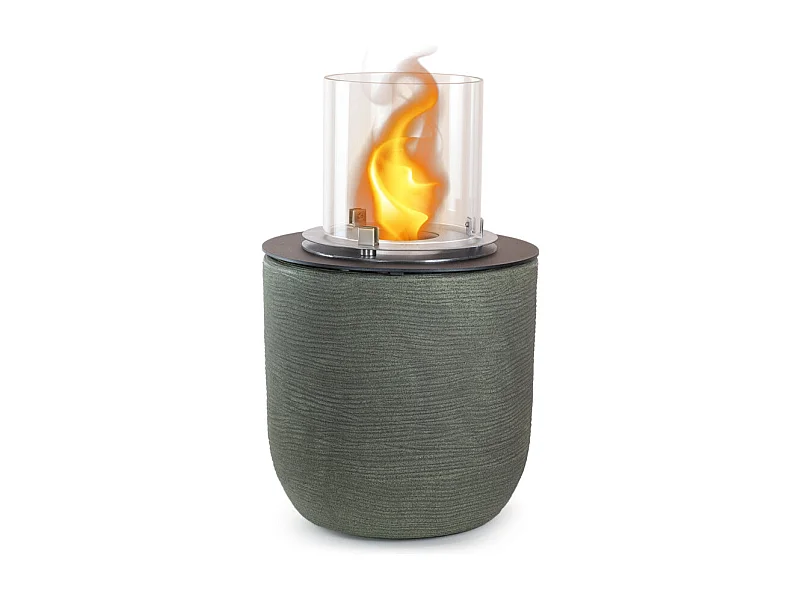 Chimenea de bioetanol RAFFAELLO Sage Green, brasero de jardín, de pie, para uso interior y exterior, d.35 x h.55