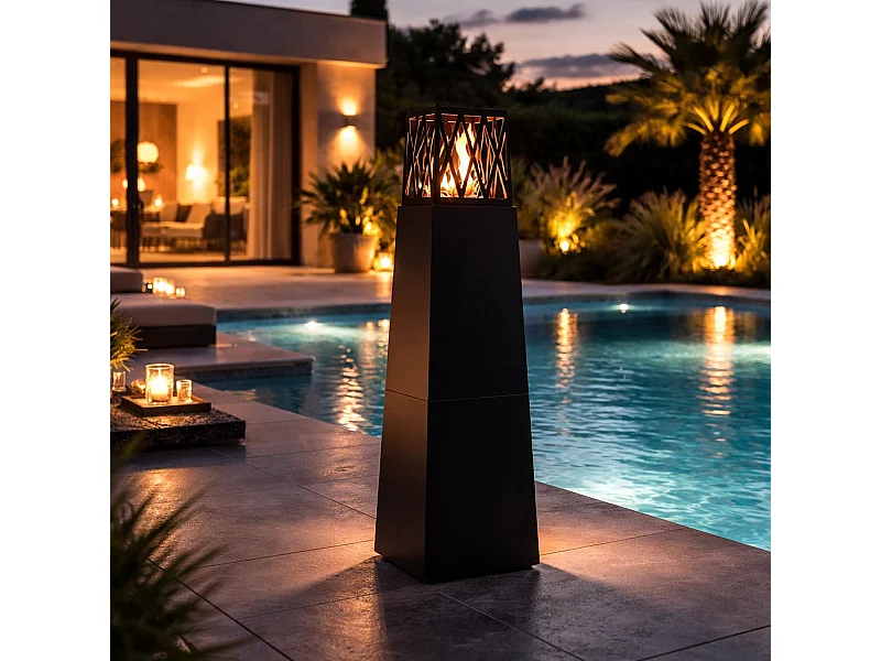 Vulcano Nero 40x40x145mm Bioethanol-Gartenkamin für den Außenbereich