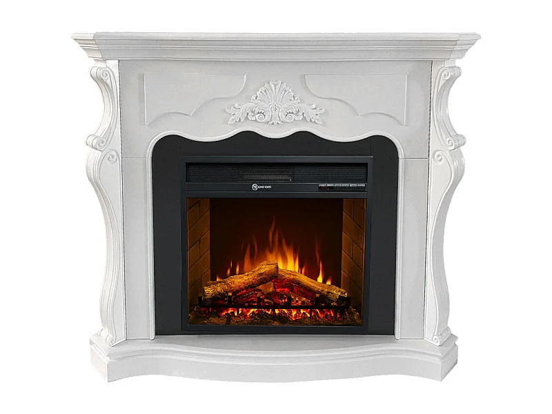 Camino elettrico caminetto da terra PARIGI in legno Bianco L123xP39xH100