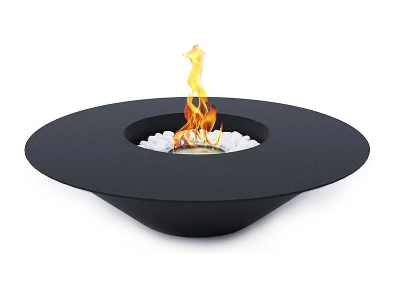 SANTORINI Schwarzer runder Bioethanol-Gartenkamin D.60