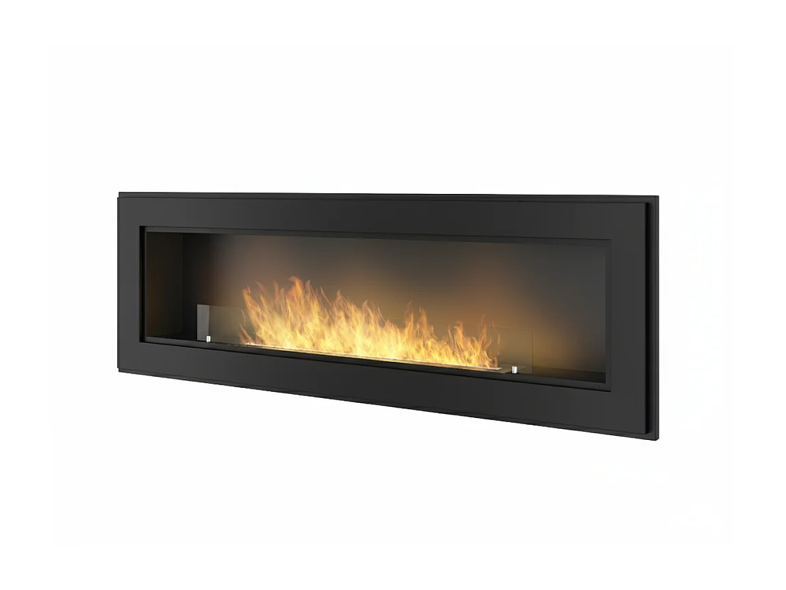 Caminetto a Bioetanolo Frame 1500 SimpleFire da incasso con Vetro - Nero Opaco