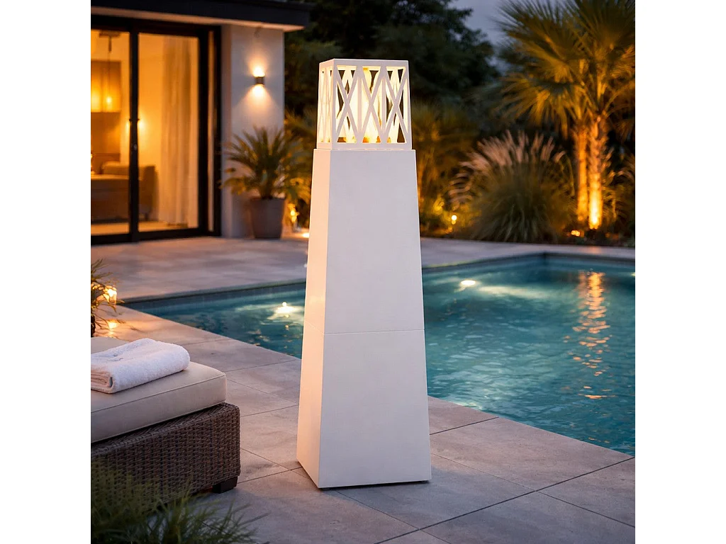 Vulcano White 40x40x145 Outdoor Bioethanol Gartenkamin