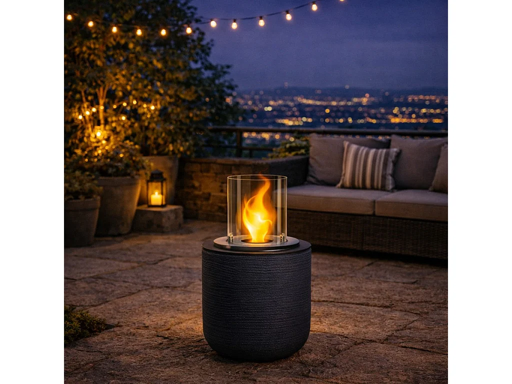 Camino a bioetanolo braciere da giardino da terra per interno esterno RAFFAELLO Ghisa Grigio d.35 x h55