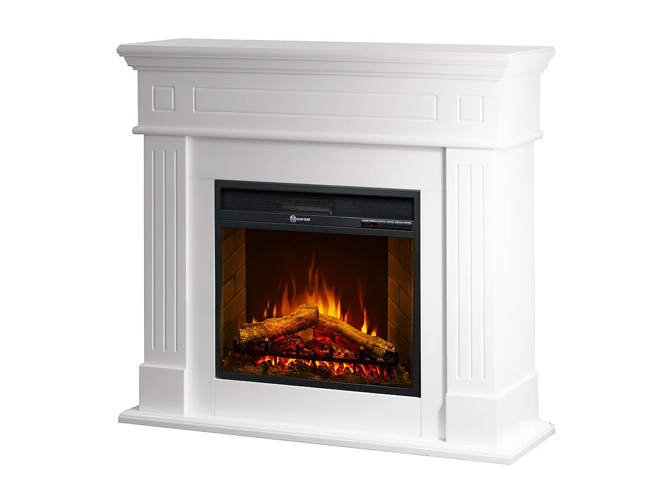 Camino elettrico caminetto da terra CAMBRIDGE in legno Bianco 110x25x95h