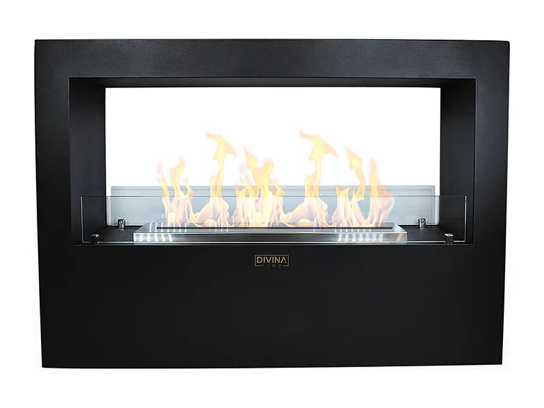 Giotto S Schwarzer 100x30x70 Freistehender Bioethanol-Kamin für den Innen- und Außenbereich