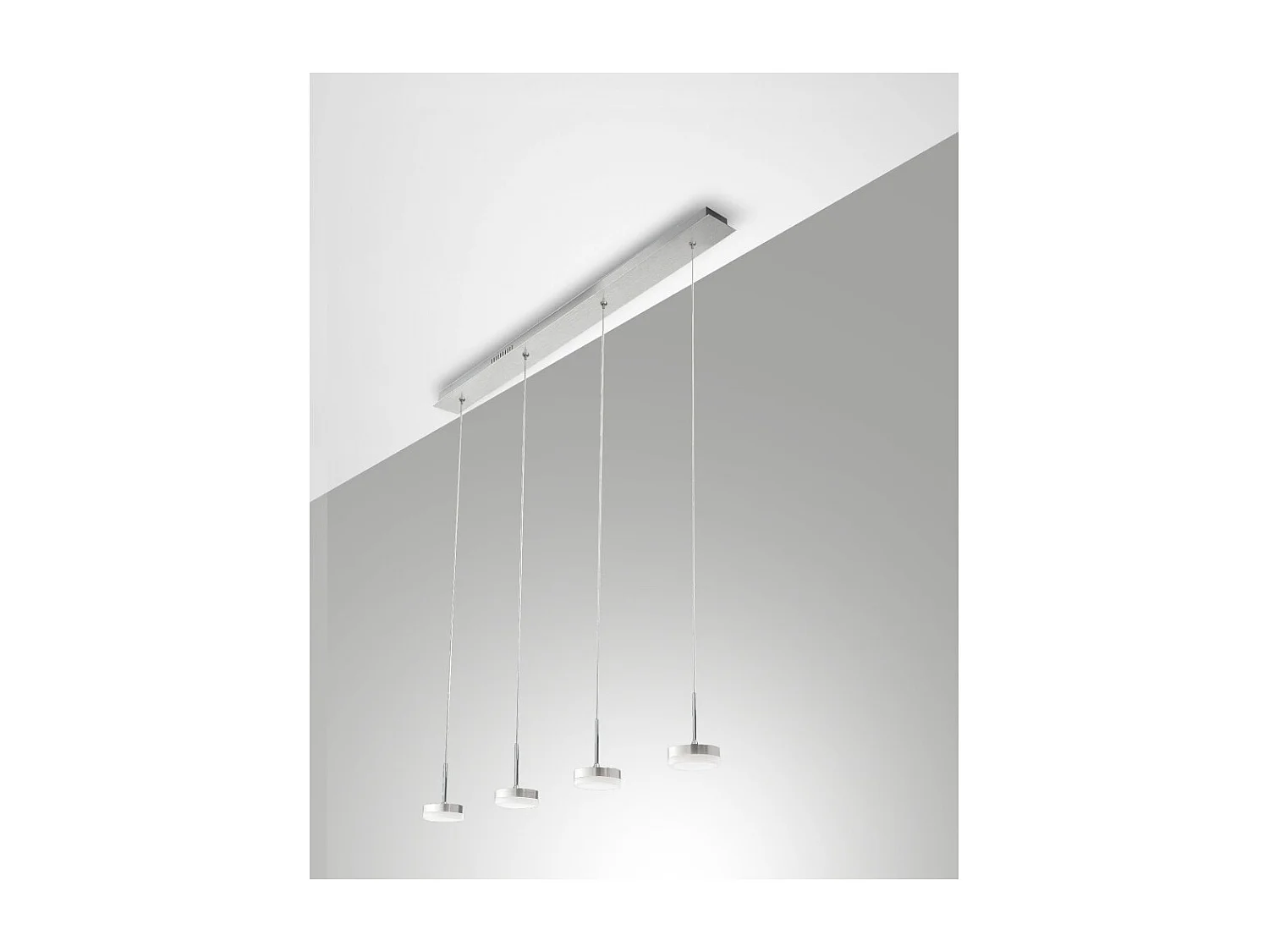 Lámpara colgante Fabas Luce Dunk de 4 luces - LED regulable de 32 W - Aluminio cepillado Diseño lineal