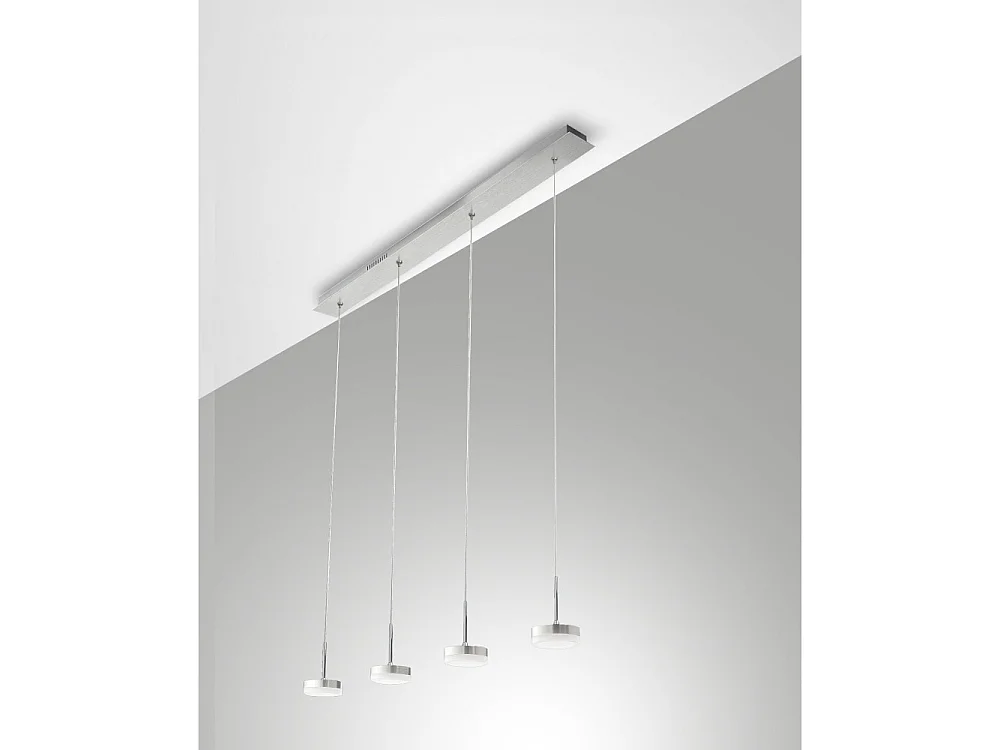 Fabas Luce Dunk 4-light pendant lamp - 32W dimmable LED - Brushed Aluminum Linear design