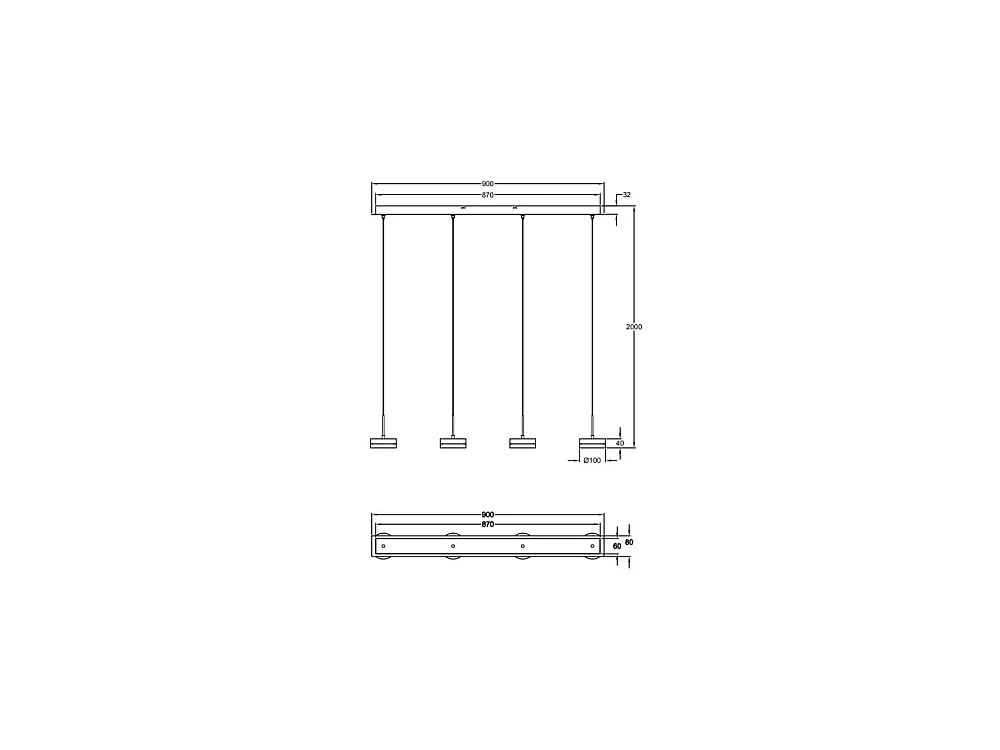 Fabas Luce Dunk 4-light pendant lamp - 32W dimmable LED - Brushed Aluminum Linear design