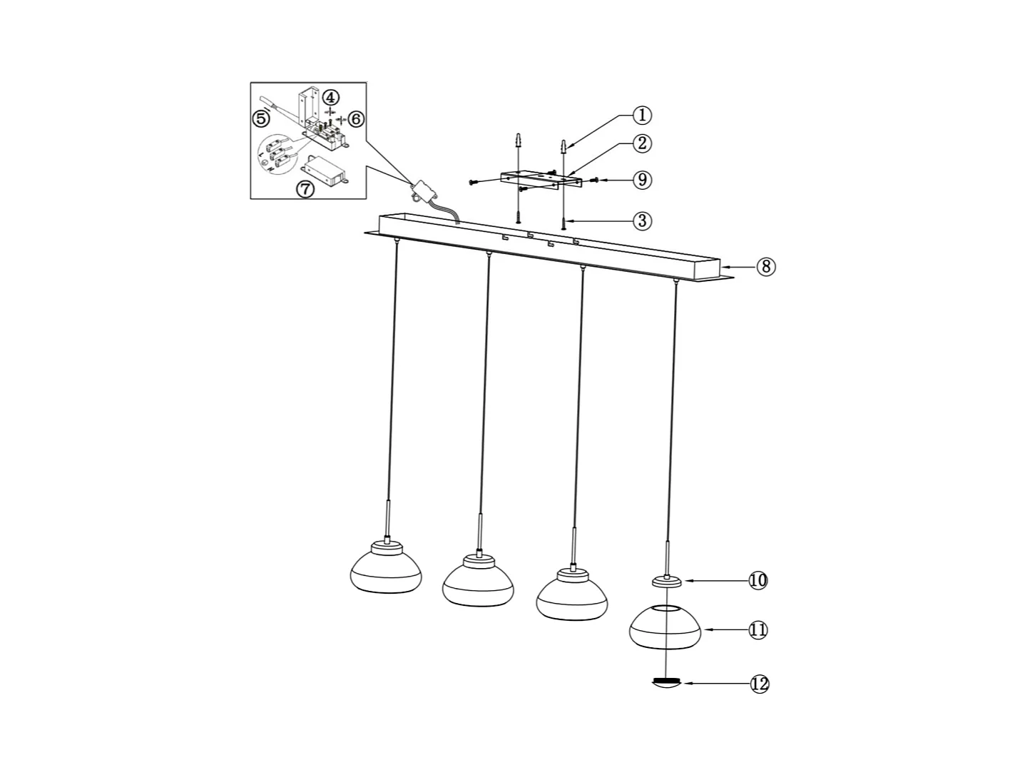 Arabella - Fabas Luce 4-lichts hanglamp - 32W LED - Amberkleurig modern design
