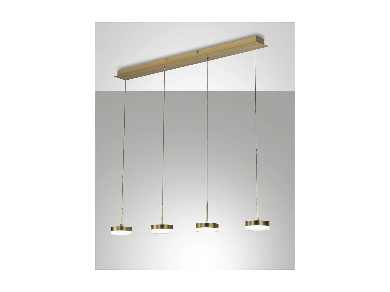 Suspension Fabas Luce Dunk 4 lumières - LED 32W dimmable - Laiton satiné Design linéaire