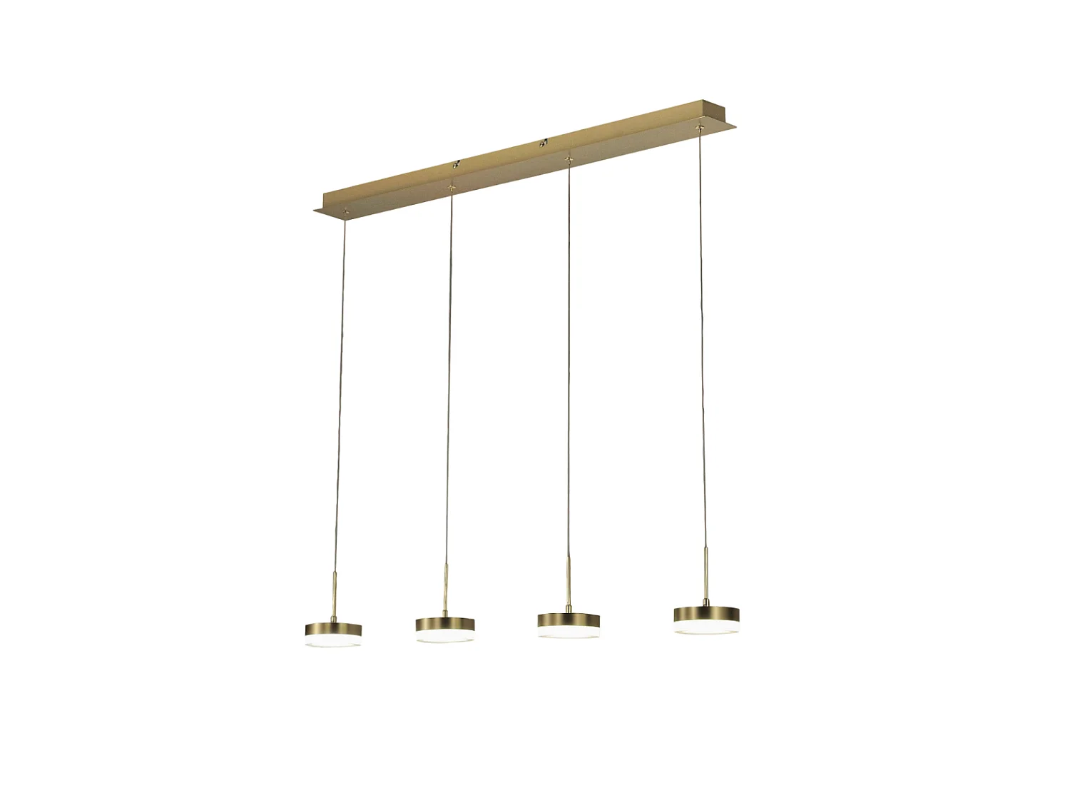 Suspension Fabas Luce Dunk 4 lumières - LED 32W dimmable - Laiton satiné Design linéaire